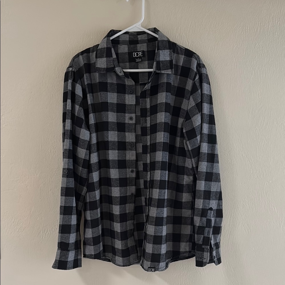 DOPE Black and Gray Casual Flannel Shirt